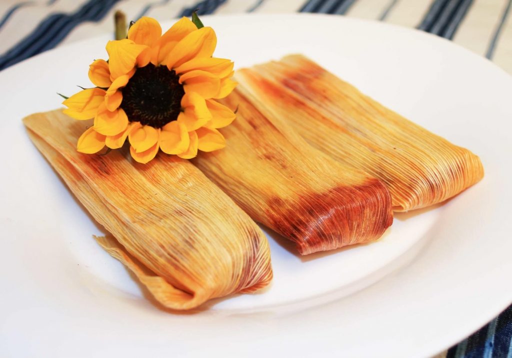 Hibiscus Flower Tamales with Red Chili Sauce Recipe Veggie Fest